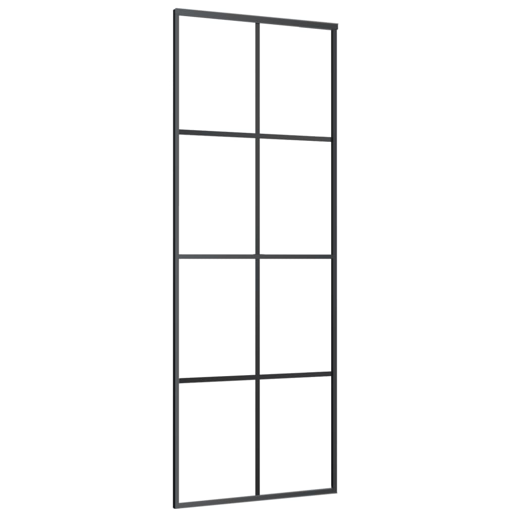 Sliding Door Aluminium and ESG Glass 76x205 cm Black