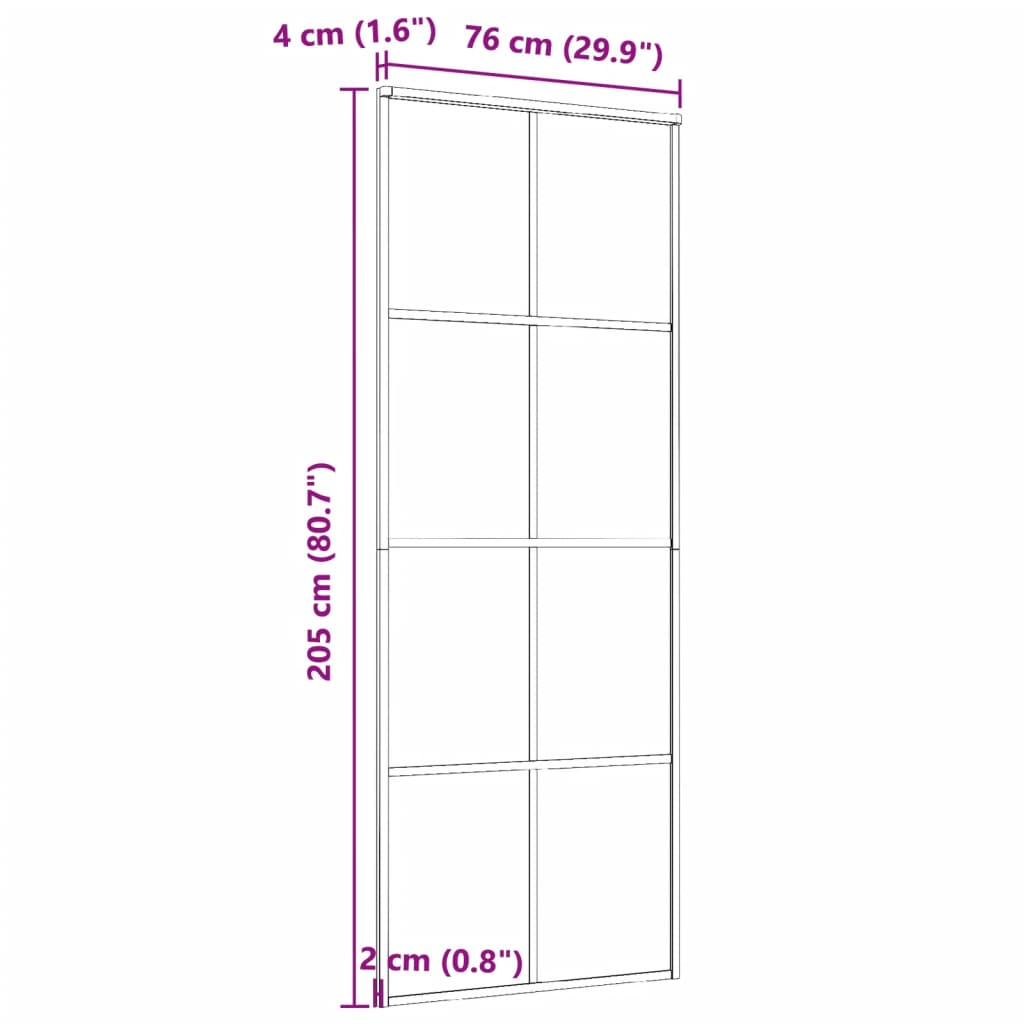 Sliding Door Aluminium and ESG Glass 76x205 cm Black