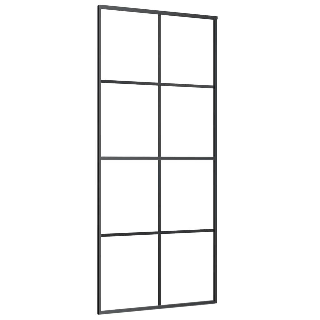 Sliding Door Aluminium and ESG Glass 90x205 cm Black