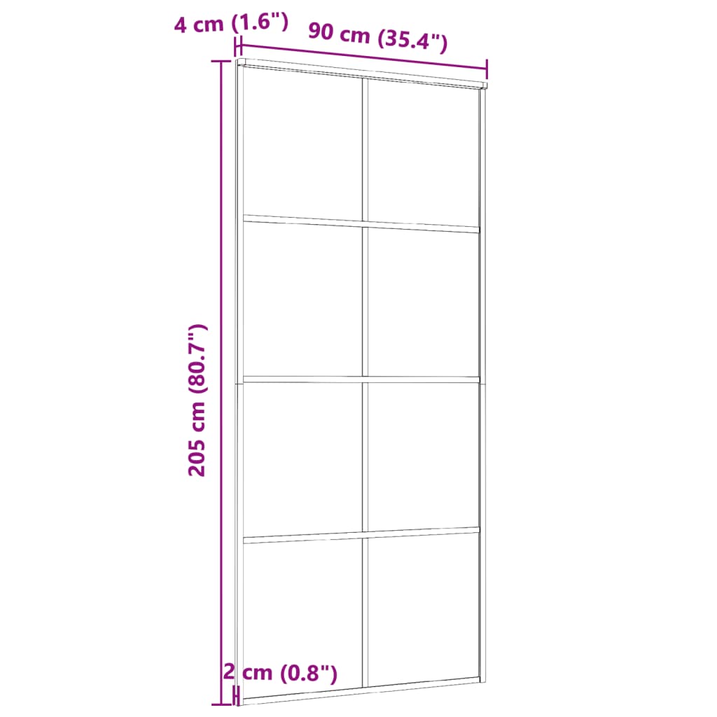 Sliding Door Aluminium and ESG Glass 90x205 cm Black