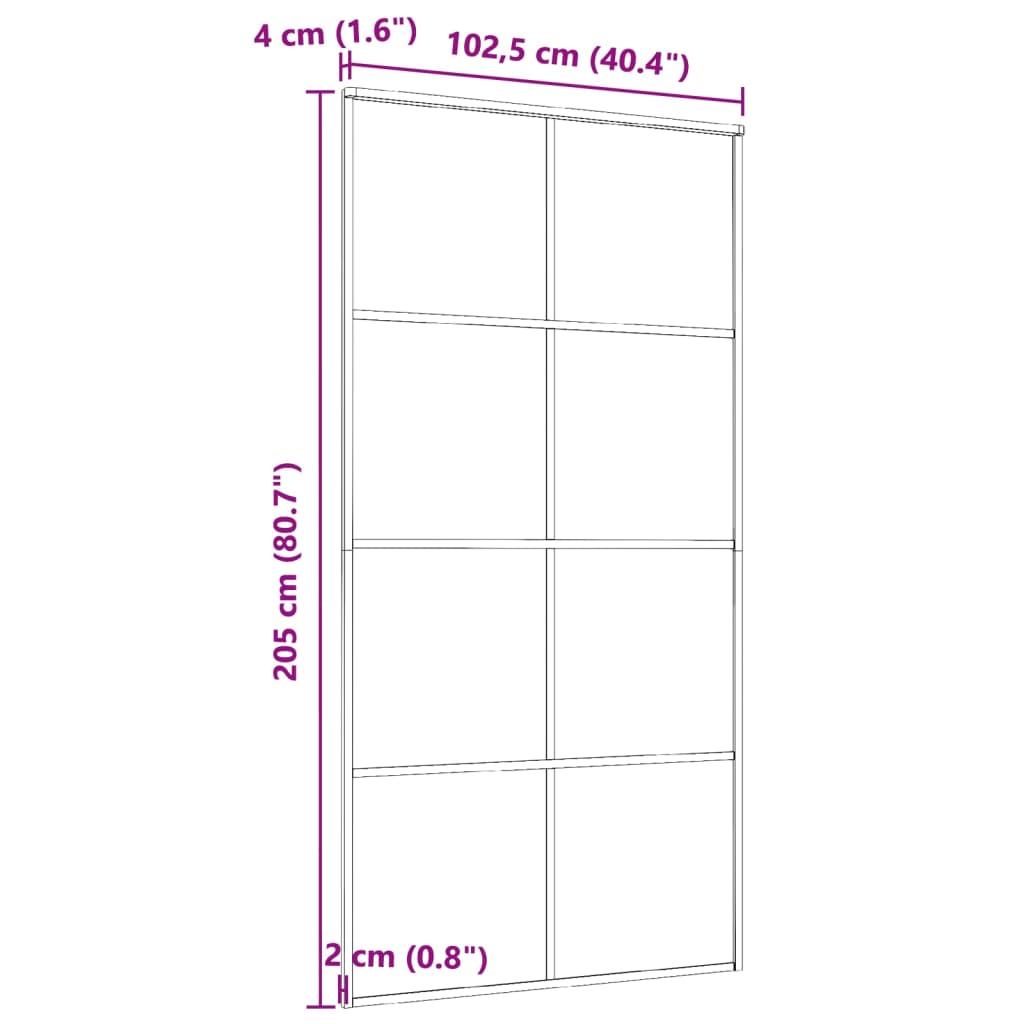 Sliding Door Aluminium and ESG Glass 102.5x205 cm Black