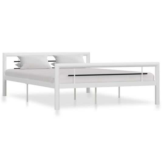 Bed Frame without Mattress White and Black Metal 120x200 cm