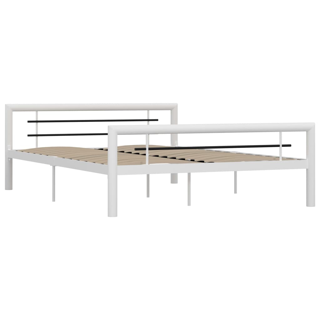 Bed Frame without Mattress White and Black Metal 120x200 cm