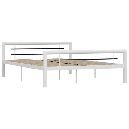 Bed Frame without Mattress White and Black Metal 120x200 cm