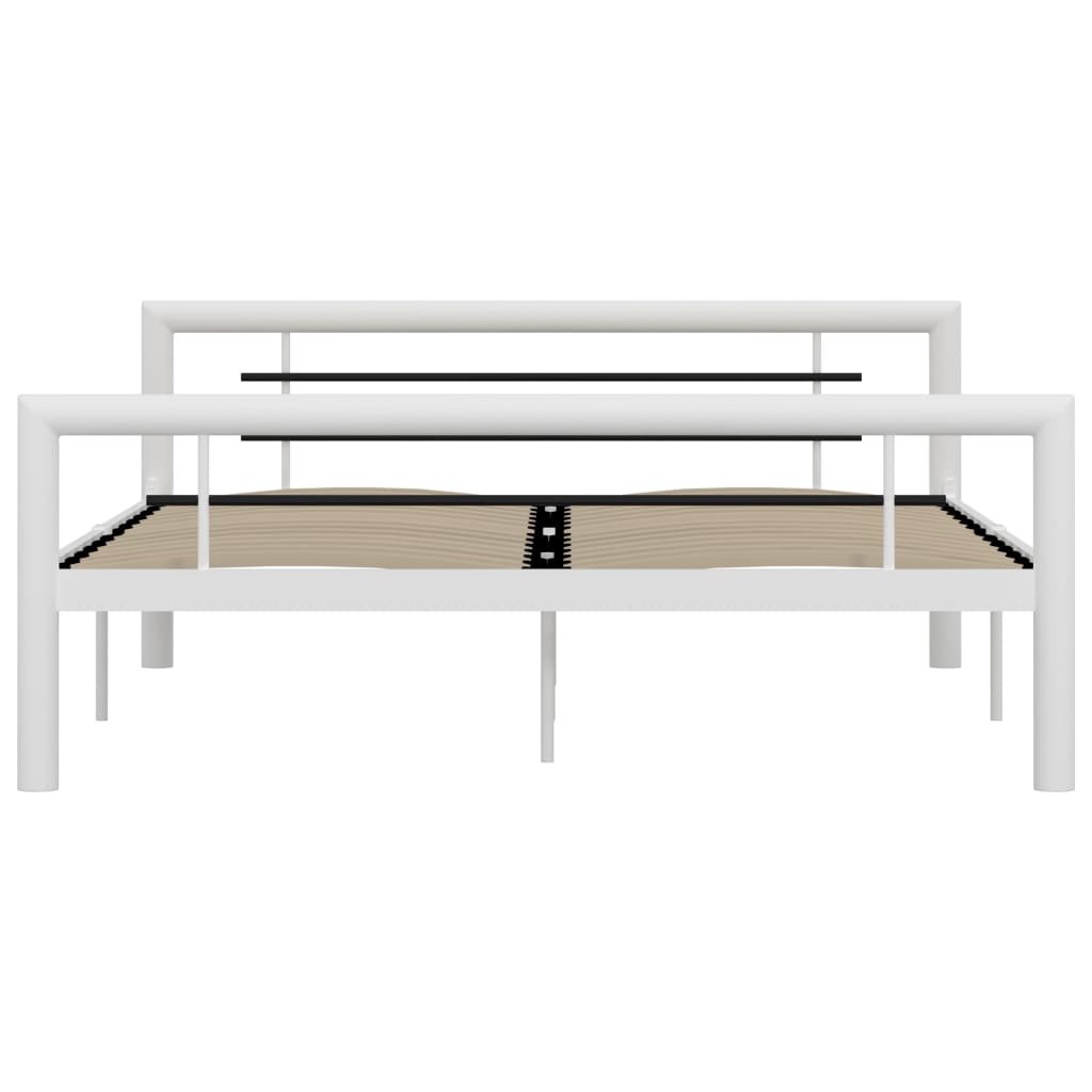 Bed Frame without Mattress White and Black Metal 120x200 cm