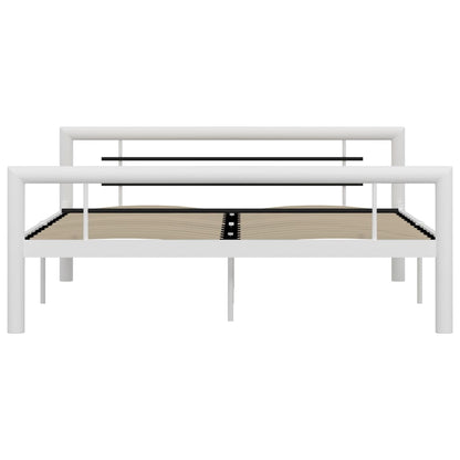 Bed Frame without Mattress White and Black Metal 120x200 cm