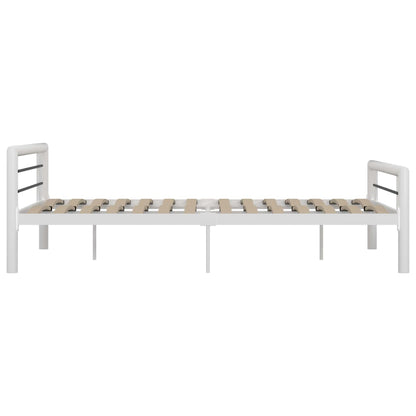 Bed Frame without Mattress White and Black Metal 120x200 cm