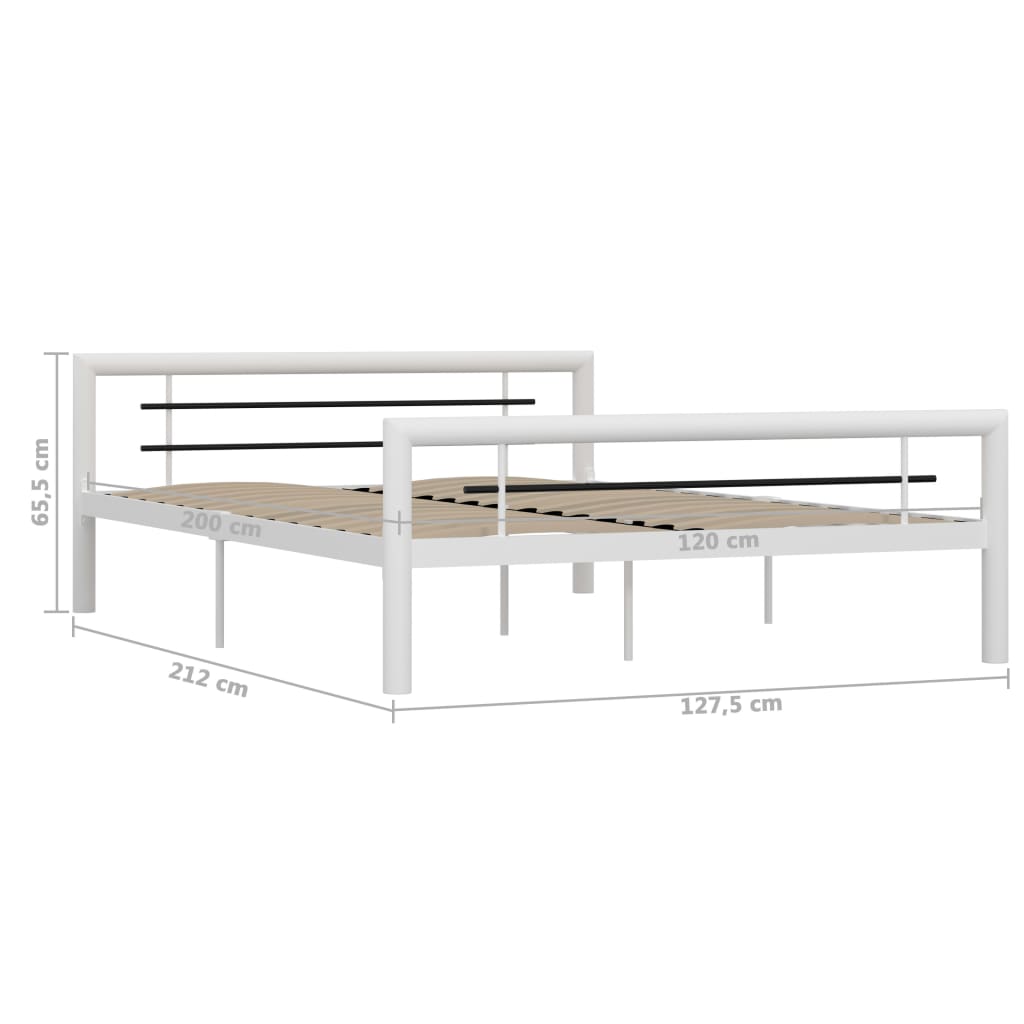 Bed Frame without Mattress White and Black Metal 120x200 cm