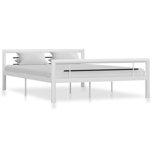 Bed Frame without Mattress White and Black Metal 160x200 cm