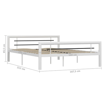 Bed Frame without Mattress White and Black Metal 160x200 cm