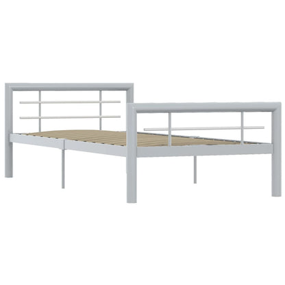 Bed Frame without Mattress Grey and White Metal 100x200 cm