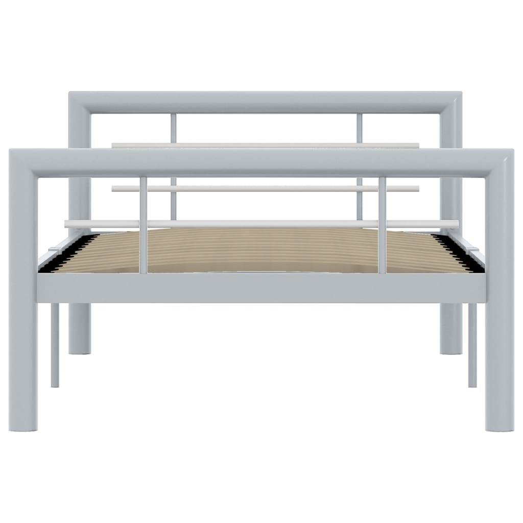 Bed Frame without Mattress Grey and White Metal 100x200 cm