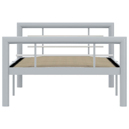 Bed Frame without Mattress Grey and White Metal 100x200 cm