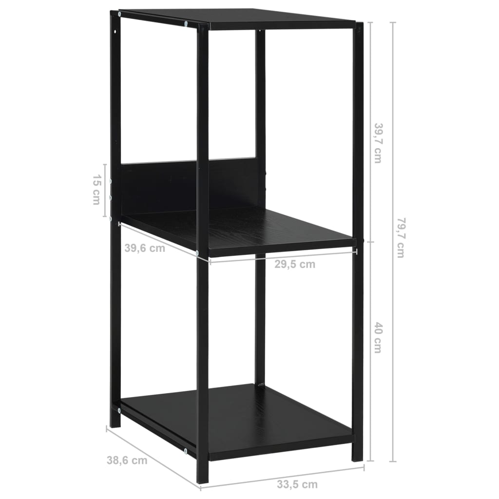 Small Straight Book Shelf Black 33.5x39.6x79.7 cm Engineered Wood