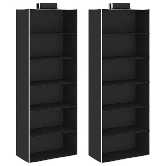 Hanging Closet Organisers 2 pcs with 6 Shelves Fabric