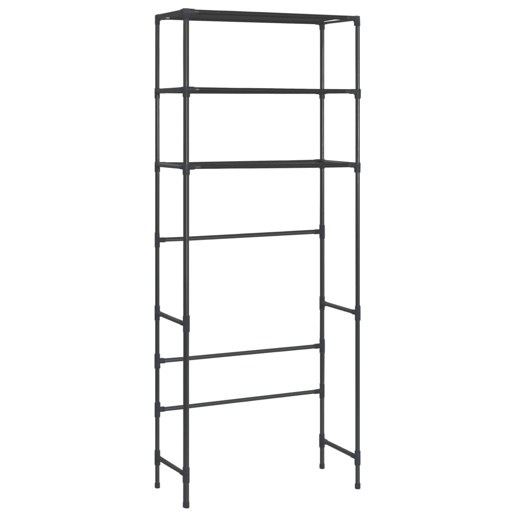 3-Tier Storage Rack over Laundry Machine Black 69x28x169 cm