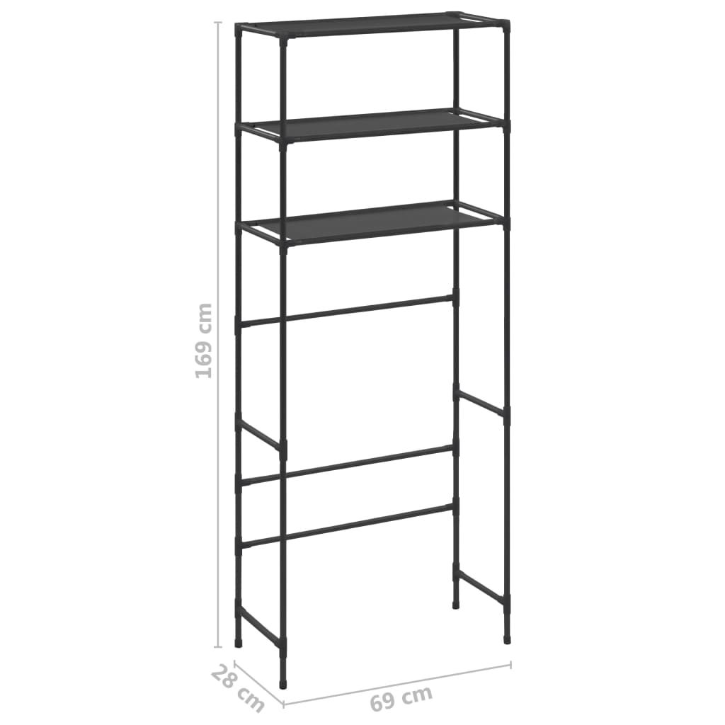 3-Tier Storage Rack over Laundry Machine Black 69x28x169 cm