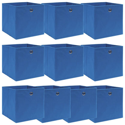 Storage Boxes 10 pcs Blue 32x32x32 cm Fabric