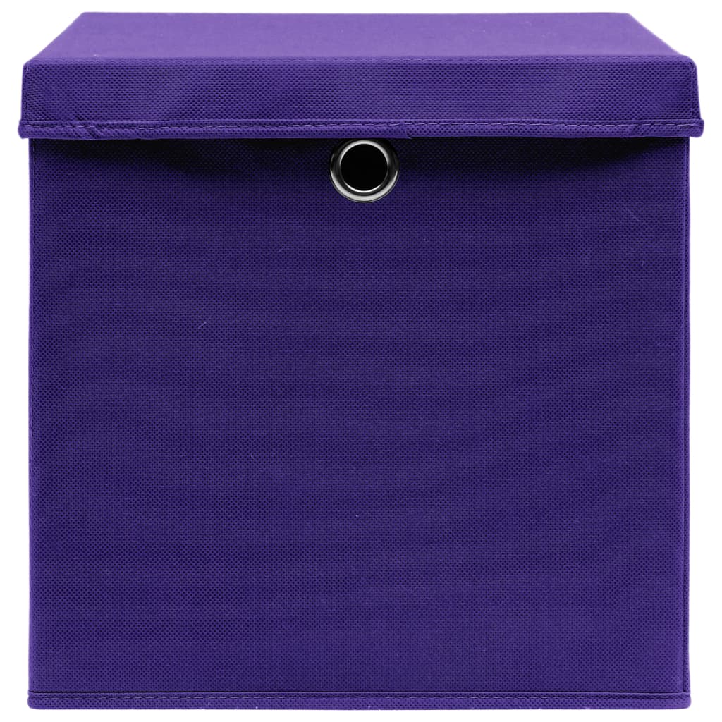 Storage Boxes with Lids 10 pcs Purple 32x32x32 cm Fabric