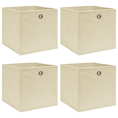 Storage Boxes 4 pcs Cream 32x32x32 cm Fabric