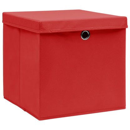 Storage Boxes with Lids 4 pcs Red 32x32x32 cm Fabric