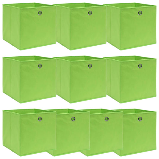 Storage Boxes 10 pcs Green 32x32x32 cm Fabric