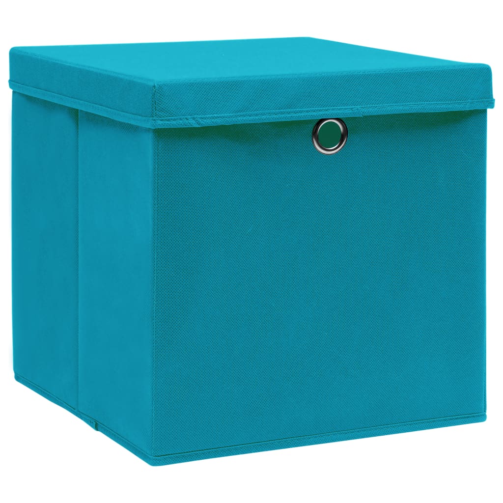 Storage Boxes with Lids 10 pcs Baby Blue 32x32x32 cm Fabric