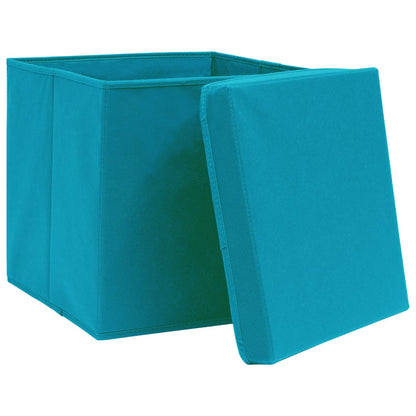 Storage Boxes with Lids 10 pcs Baby Blue 32x32x32 cm Fabric