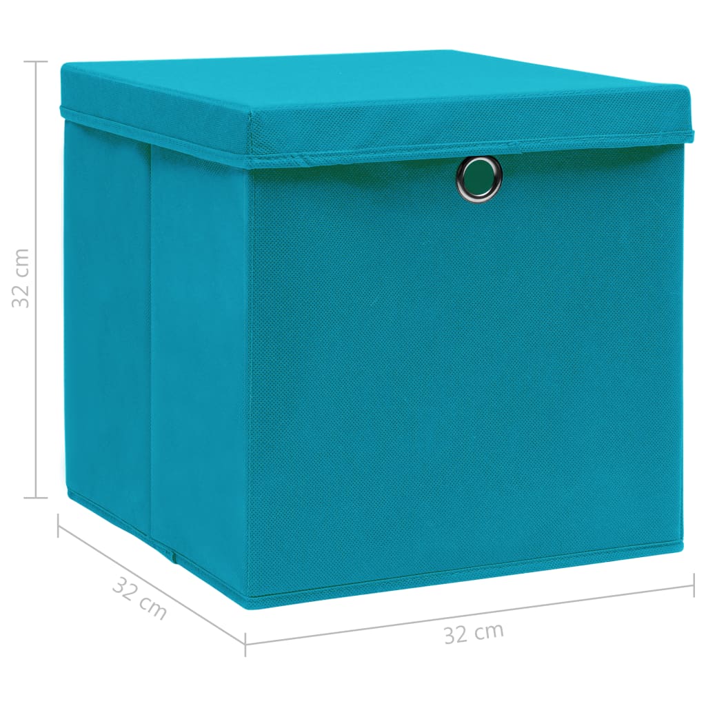 Storage Boxes with Lids 10 pcs Baby Blue 32x32x32 cm Fabric