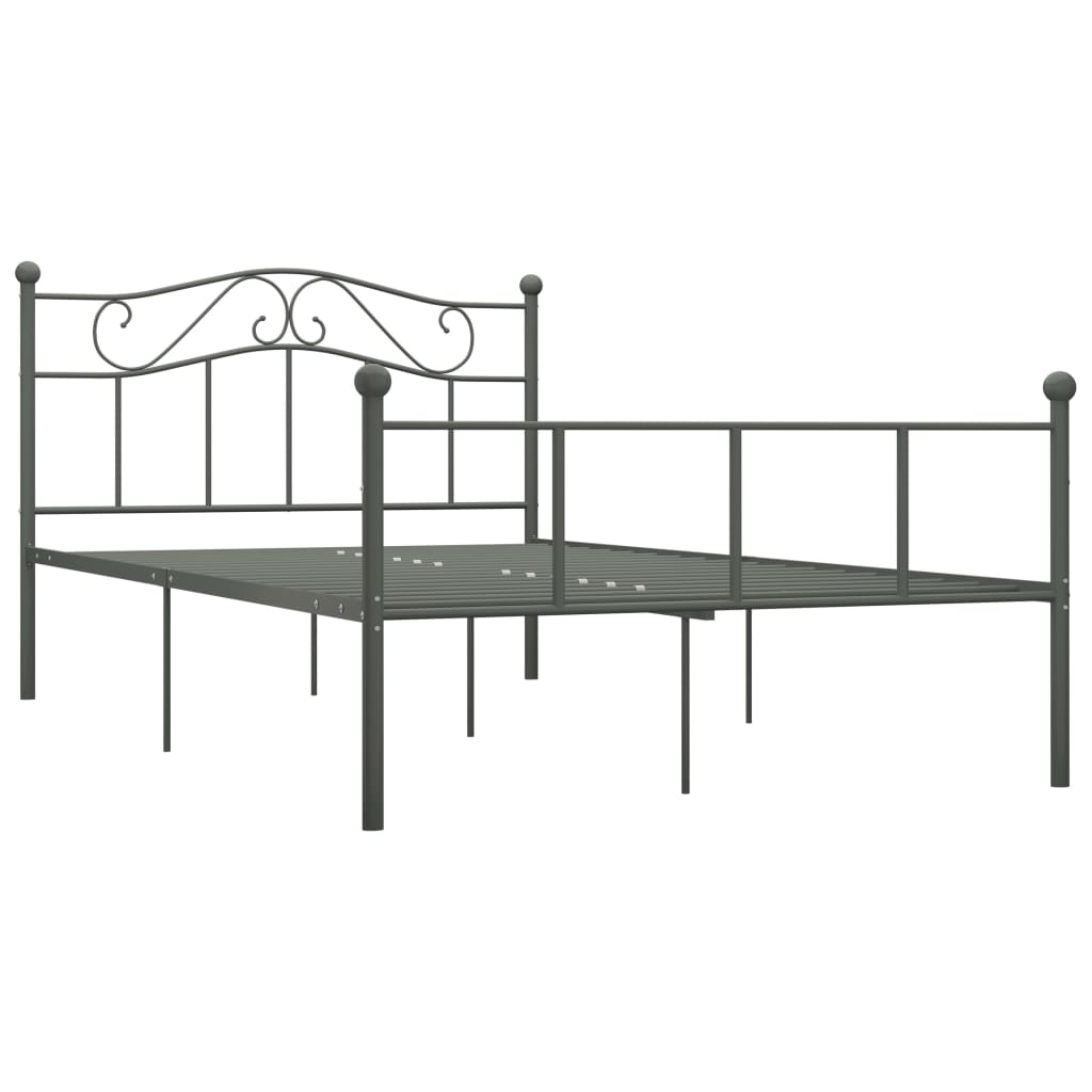 Bed Frame Grey Metal 120x200 cm