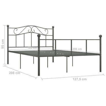 Bed Frame Grey Metal 120x200 cm