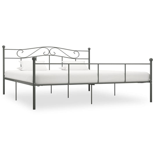 Bed Frame Grey Metal 180x200 cm Super King