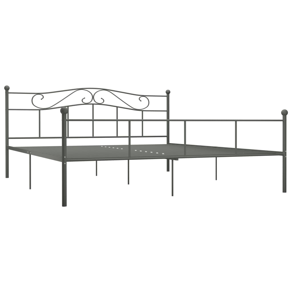 Bed Frame Grey Metal 180x200 cm Super King