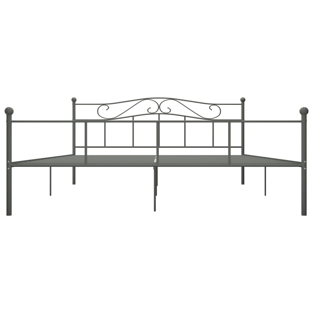 Bed Frame Grey Metal 180x200 cm Super King