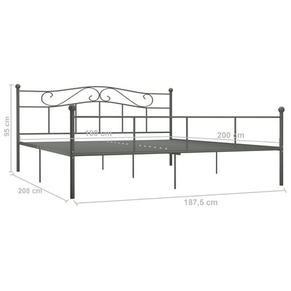 Bed Frame Grey Metal 180x200 cm Super King