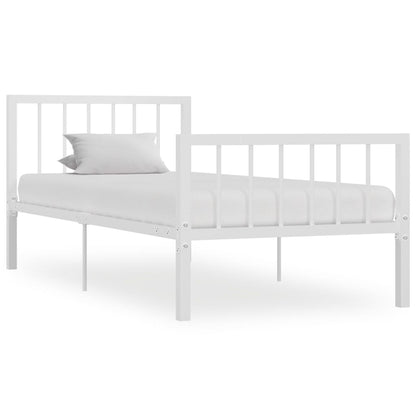 284563 vidaXL Bed Frame without Mattress White Metal 100x200 cm