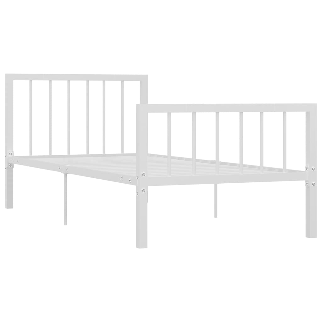 284563 vidaXL Bed Frame without Mattress White Metal 100x200 cm