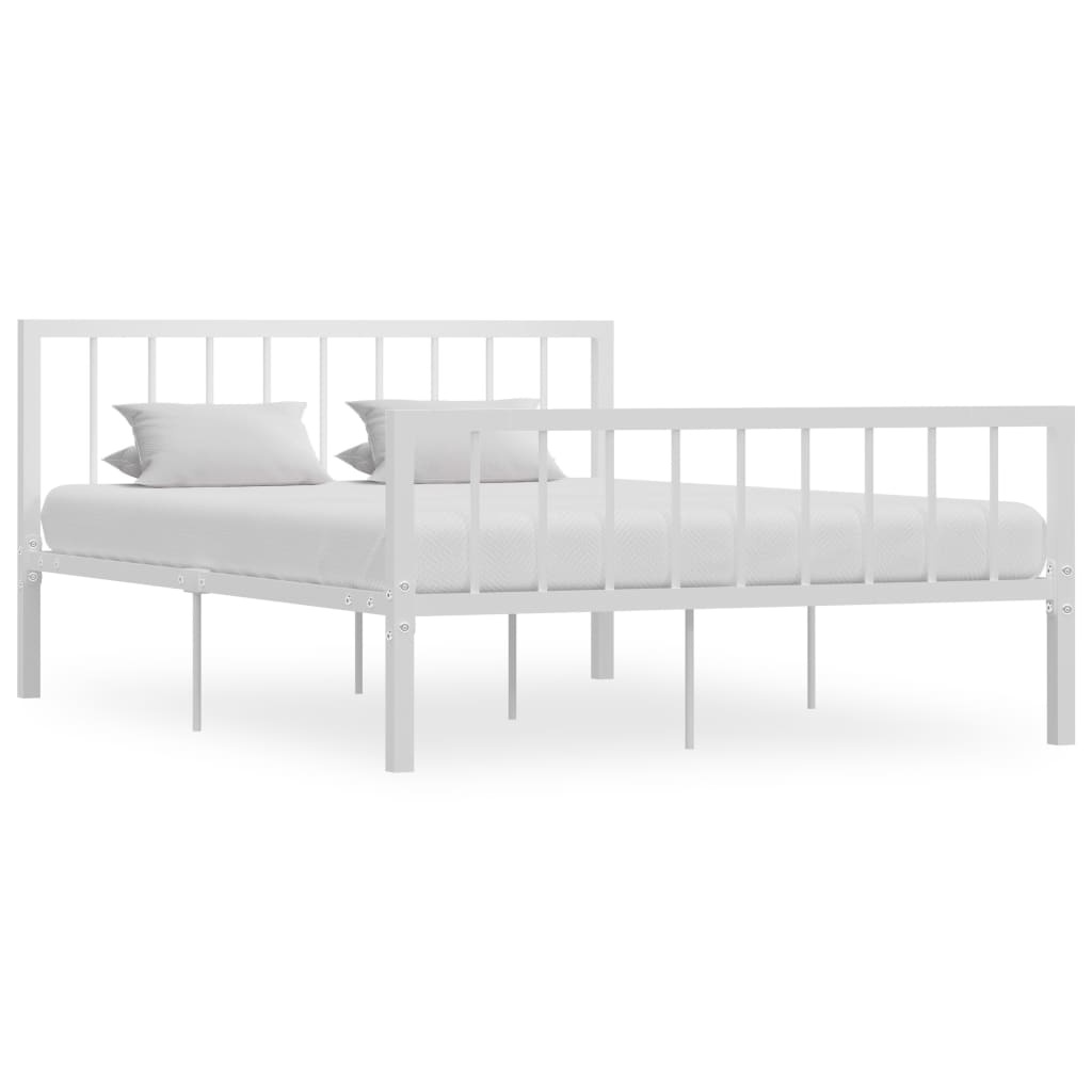 Bed Frame White Metal 140x200 cm