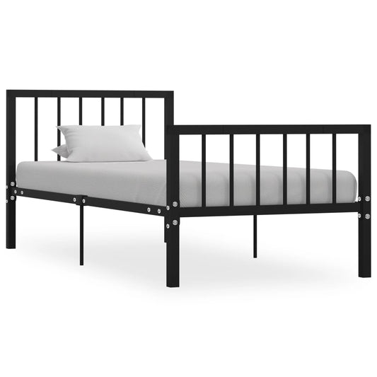 Bed Frame Black Metal 100x200 cm