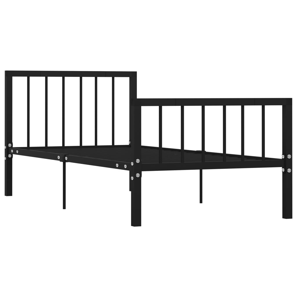 Bed Frame Black Metal 100x200 cm