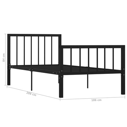 Bed Frame Black Metal 100x200 cm