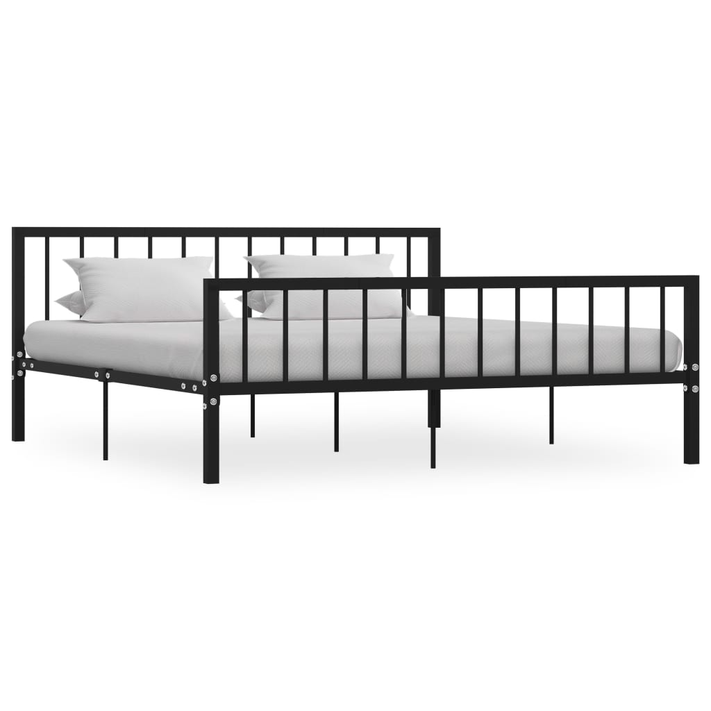 Bed Frame Black Metal 180x200 cm Super King