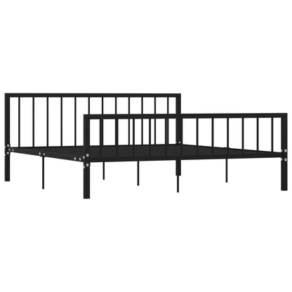 Bed Frame Black Metal 180x200 cm Super King