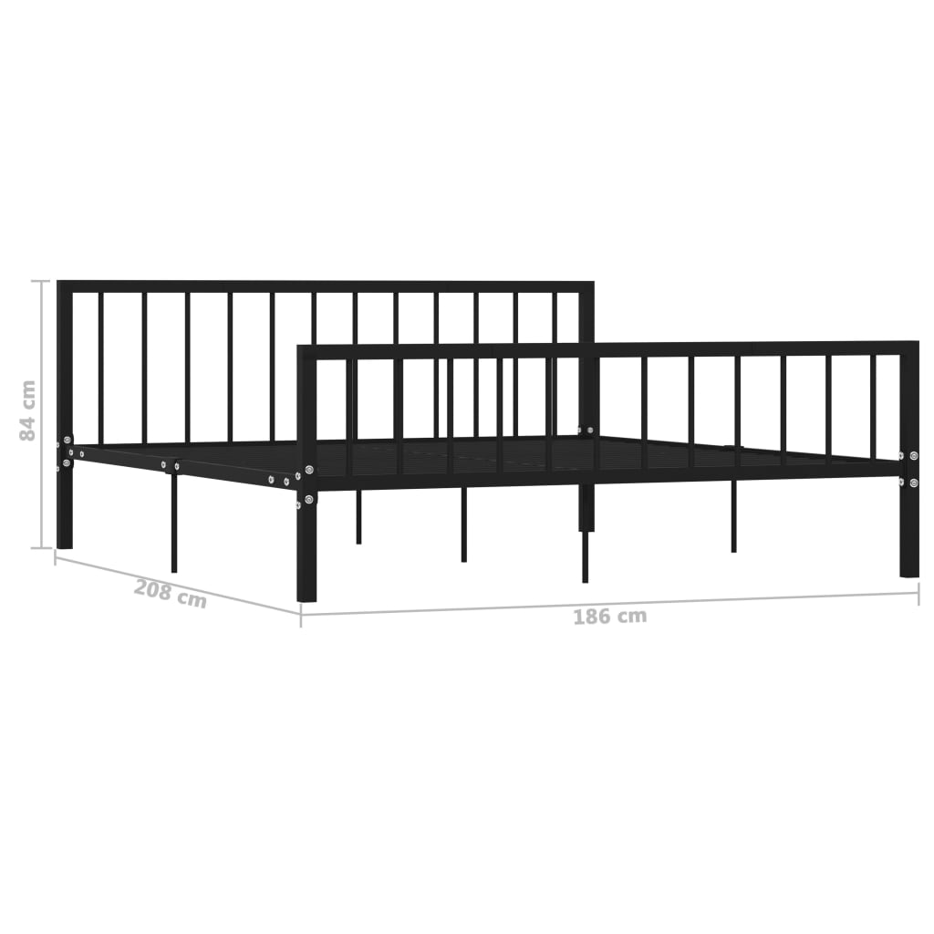 Bed Frame Black Metal 180x200 cm Super King