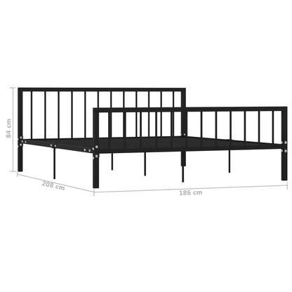 Bed Frame Black Metal 180x200 cm Super King