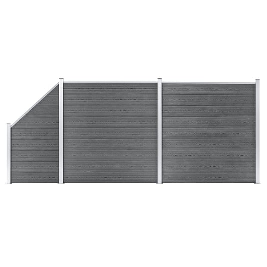 WPC Fence Set 2 Square + 1 Slanted 446x186 cm Grey