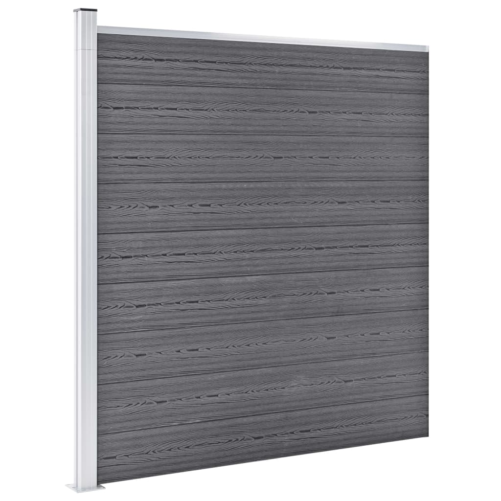 WPC Fence Set 2 Square + 1 Slanted 446x186 cm Grey