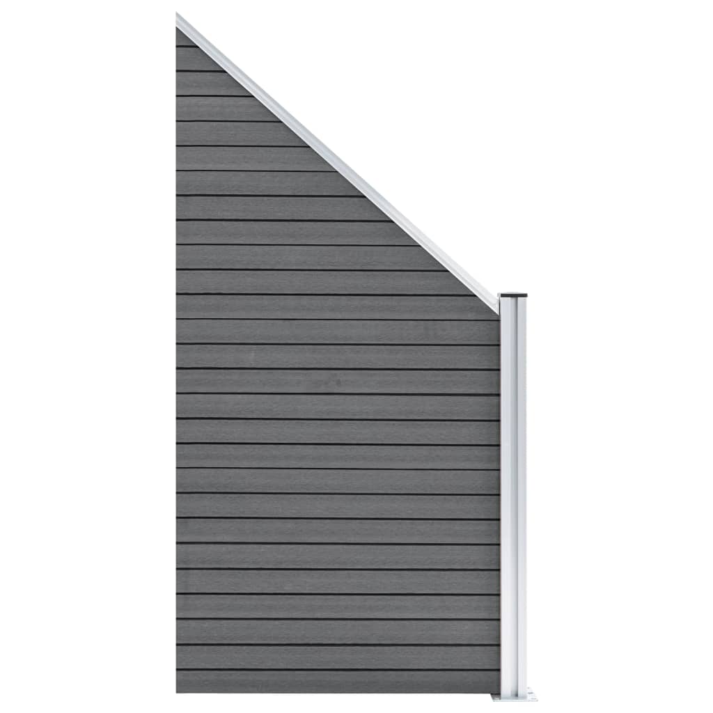 WPC Fence Set 2 Square + 1 Slanted 446x186 cm Grey