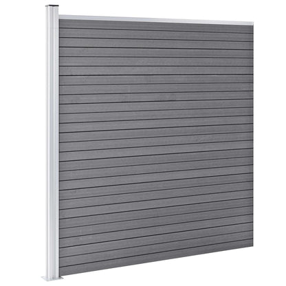 WPC Fence Set 3 Square + 1 Slanted 619x186 cm Grey