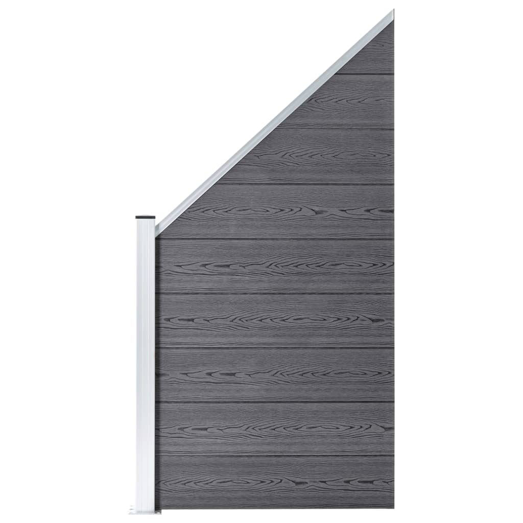 WPC Fence Set 5 Square + 1 Slanted 965x186 cm Grey